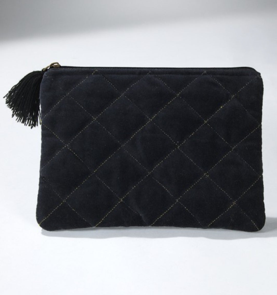 Velvet Metallic Quilted Pouch