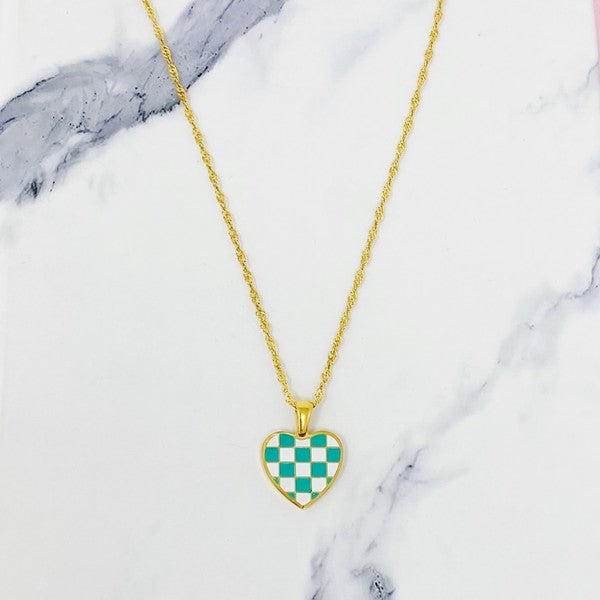 Checkered Heart Necklace