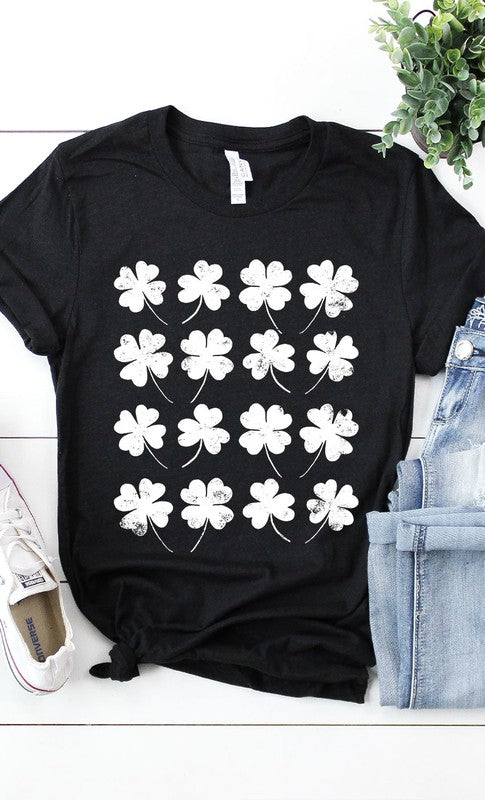 Distressed Clover Grid Graphic Tee PLUS