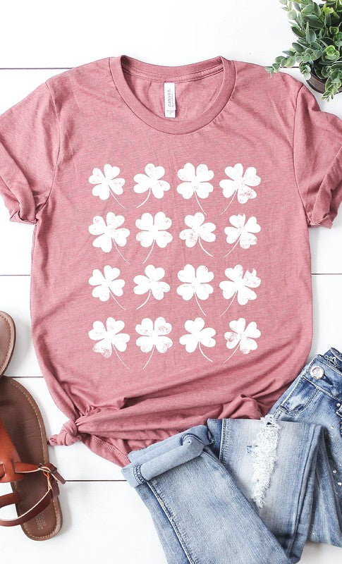 Distressed Clover Grid Graphic Tee PLUS