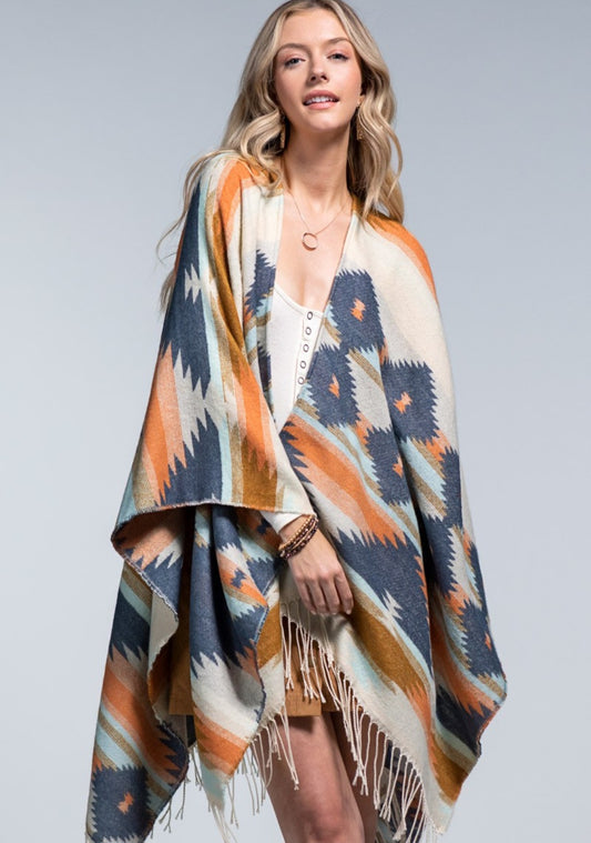 Oversized Ethnic Ruana