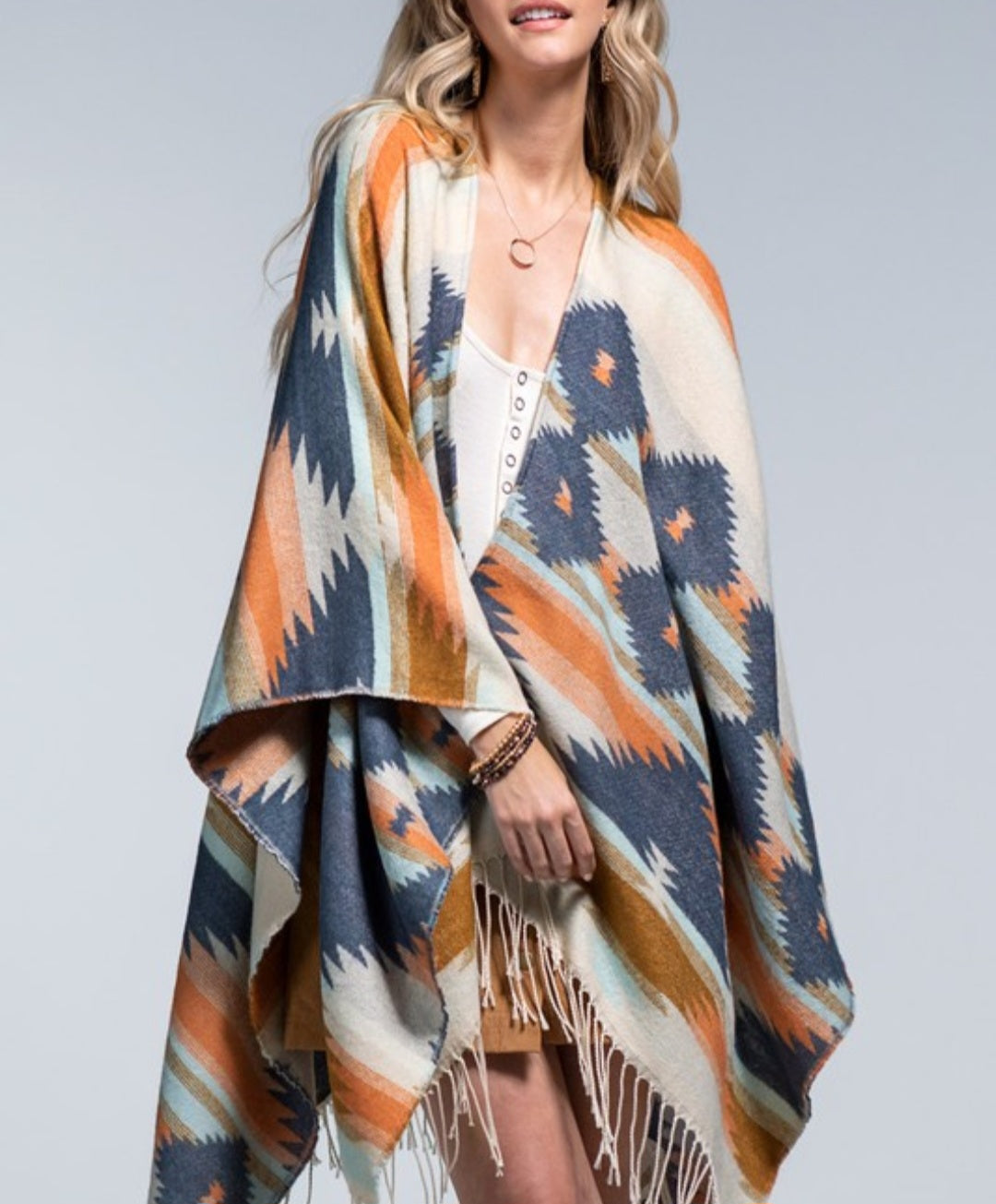 Oversized Ethnic Ruana