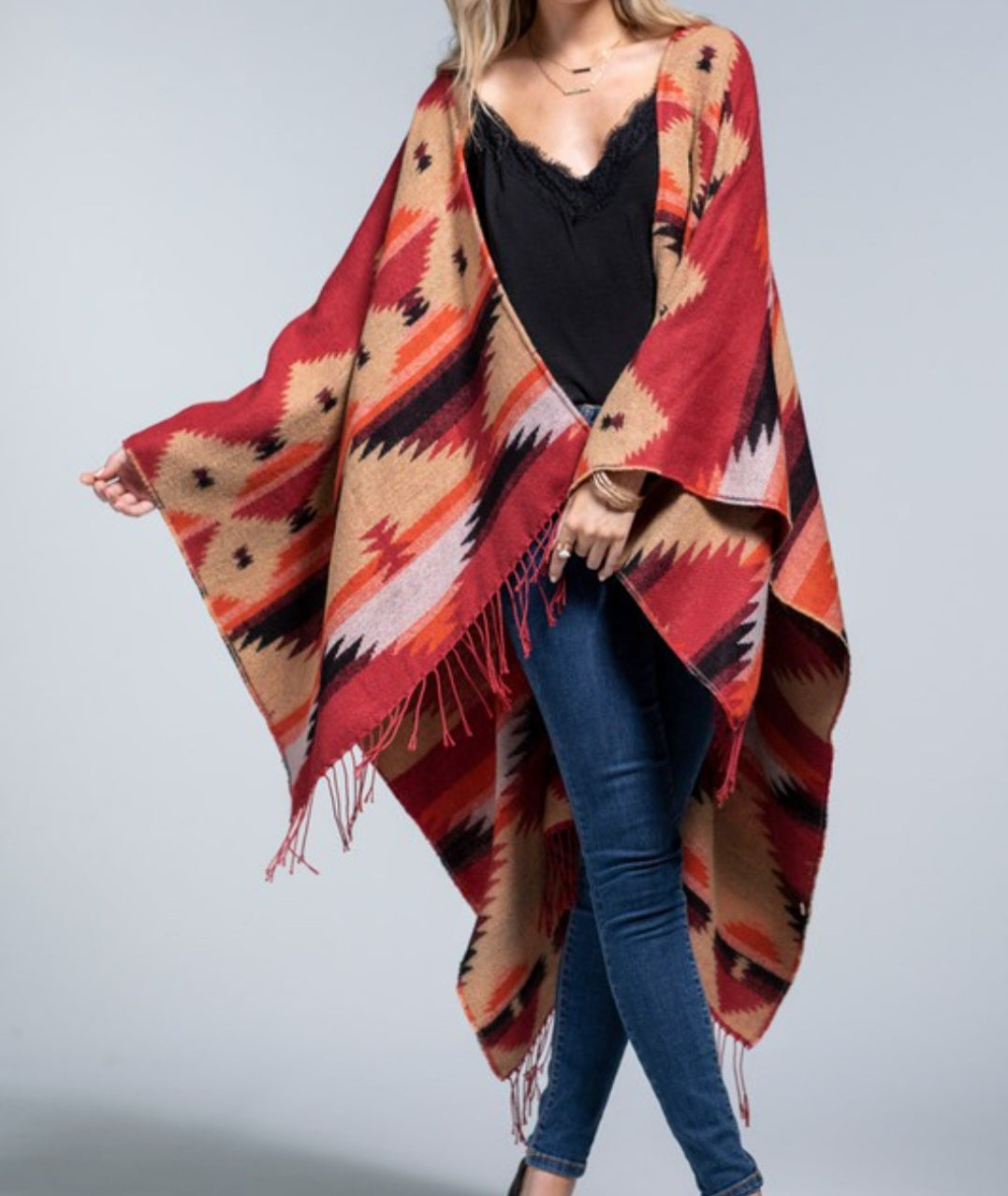 Oversized Ethnic Ruana